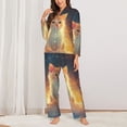 thumbnail image 6 of Rateoe Starry Sky Constellation Cat Pattern Womens Pajamas Set Long Sleeve Sleepwear Button Down Nightwear Soft Cotton Pj Lounge Sets, 6 of 9