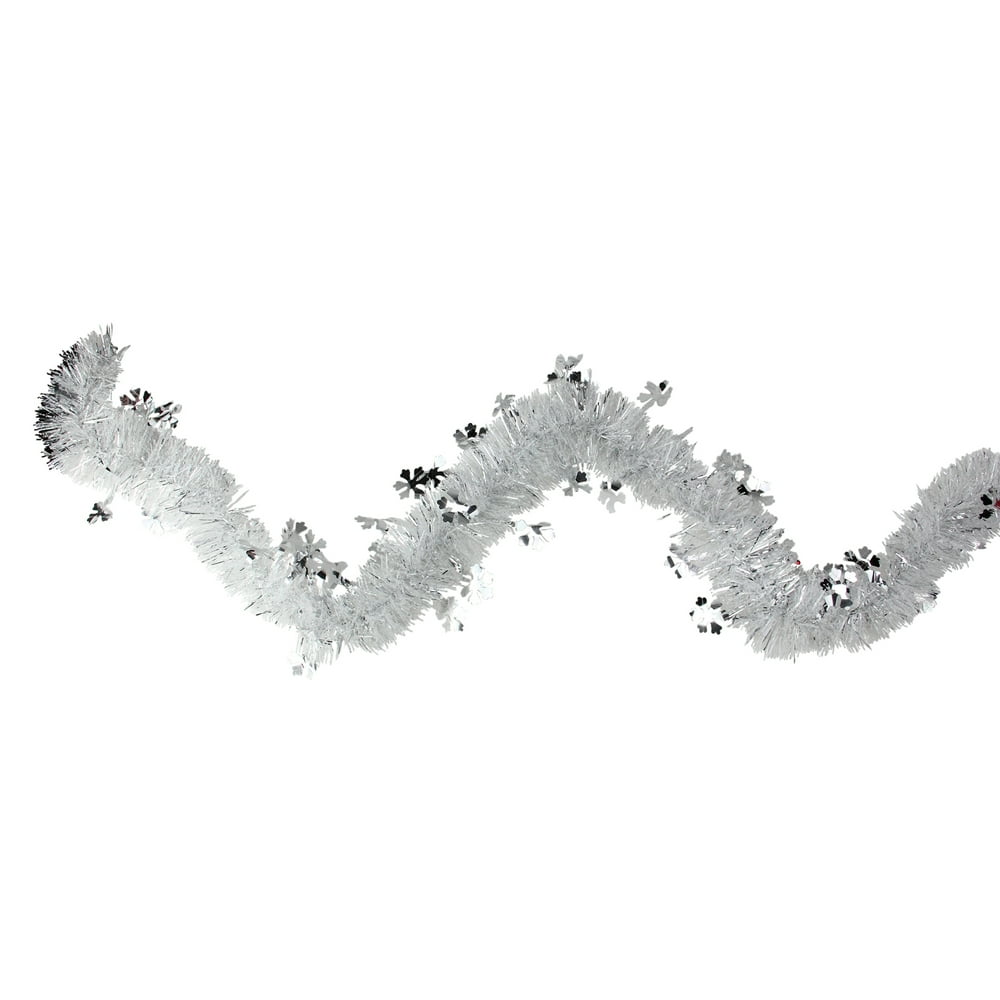 Northlight 12' x 3" Unlit Iridescent with Silver Holographic Snowflakes