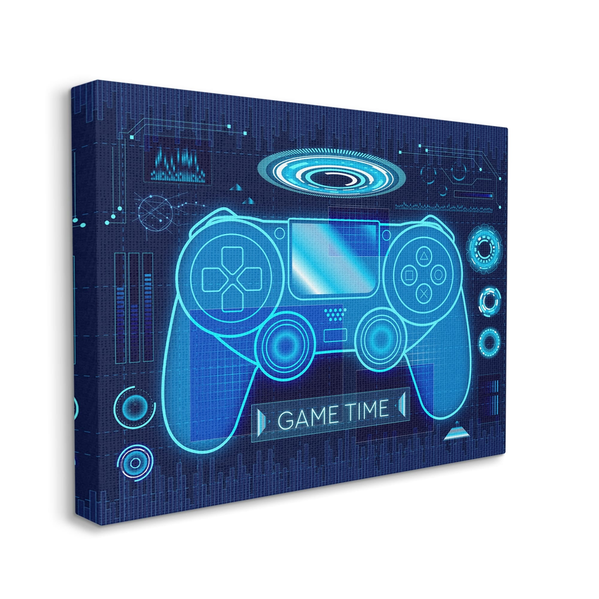 Stupell Industries Game Time Bold Blue Computer Theme Gaming Controller, 30 x 24, Design by Ziwei Li