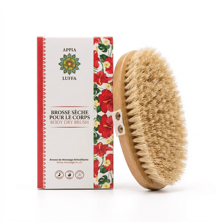 Dry Body Brush Natural Horsehair – Soft Bristles for Sensitive Skin – Stimulate Blood Circulation & Lymphatic Drainage – Eco-Friendly Body Scrub & Exfoliator for Dry Skin Removal & Cellulite