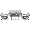 thumbnail image 3 of AECOJOY Aluminum Patio Furniture Set Modern Metal Outdoor Patio Furniture Clearance, Adirondack Patio Conversation Sets for Lawn, Backyard, and Deck with Grey Cushions, 3 of 10