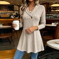 thumbnail image 6 of CHGBMOK Women's Plus Size Sweaters Fall Long Sleeve Ribbed Knit Tunic Tops Lightweight V Neck Pullover Shirts, 6 of 9
