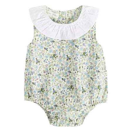 

Toddler Baby Girls Climbing Clothes Fly Sleeve Floral Prints Ruffles Romper Bodysuits Jumpsuit Clothes For 6-9 Months