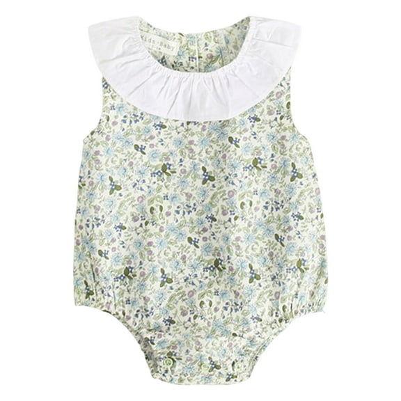 Bearichfupo Infant Girls Fly Sleeve Floral Prints Ruffles Romper Newborn Bodysuits Jumpsuit Clothes,Sizes 6-9 Months