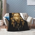 thumbnail image 5 of Lion Blanket Geometric Low Poly Gold Art, Soft Cozy Flannel Throw For Couch And Sofa, Modern Wildlife Home Decor 60x50, 5 of 6
