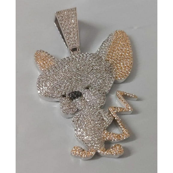 2.5-Inch 3D Cartoon Pendant in 925 Sterling Silver with VVS Colorless Moissanite â€“ Trendy Designer Jewelry"