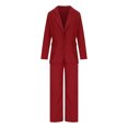 thumbnail image 5 of qolati Women's Two Piece Sets Pants Suits Dressy Business Casual Outfits 2024 Fall Professionals Blazer Pantsuits Set Work Office Red M 6, 5 of 7