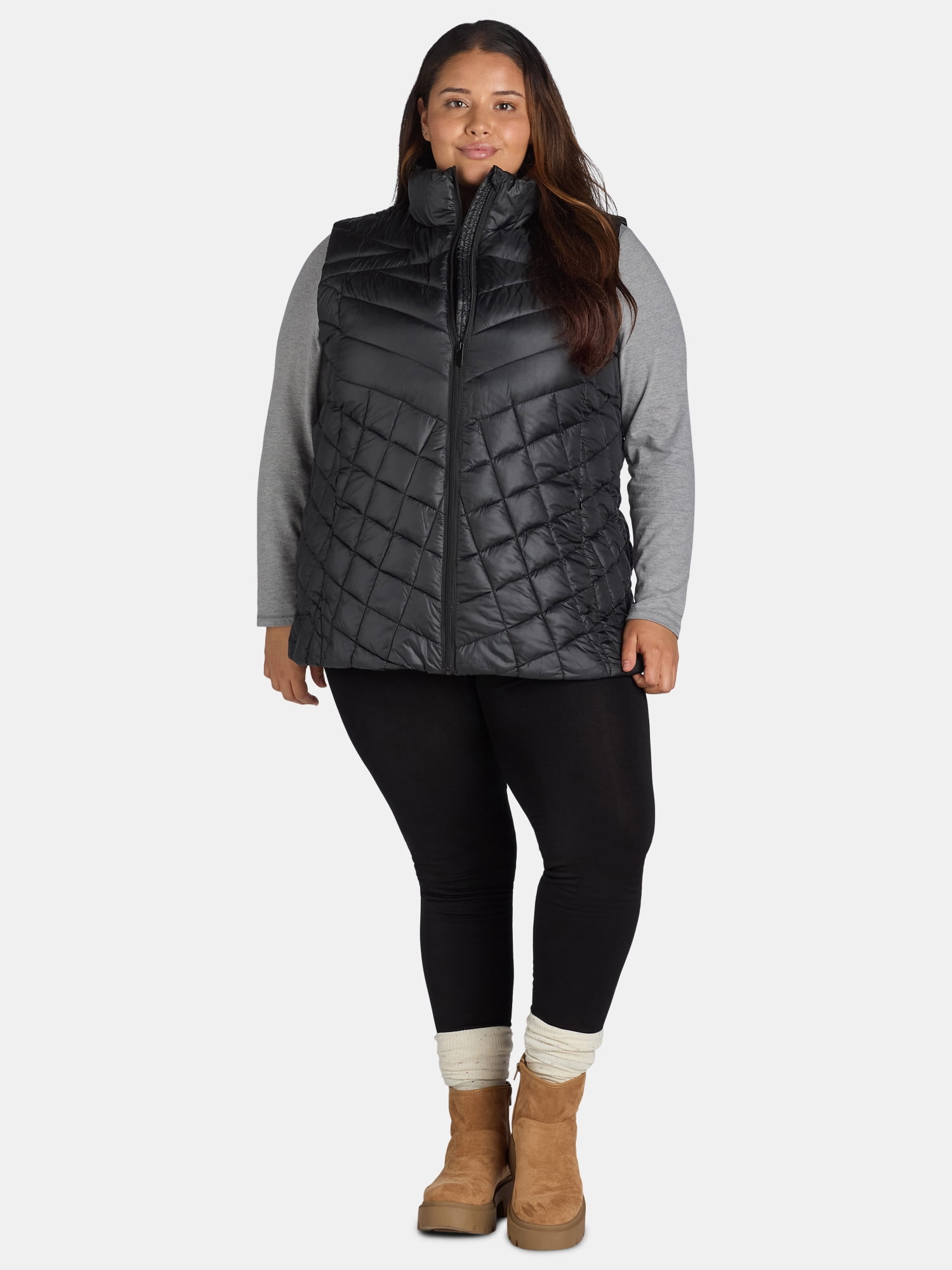 Big Chill Women's Chevron Quilted Puffer Vest, Midweight, Sizes S-3X