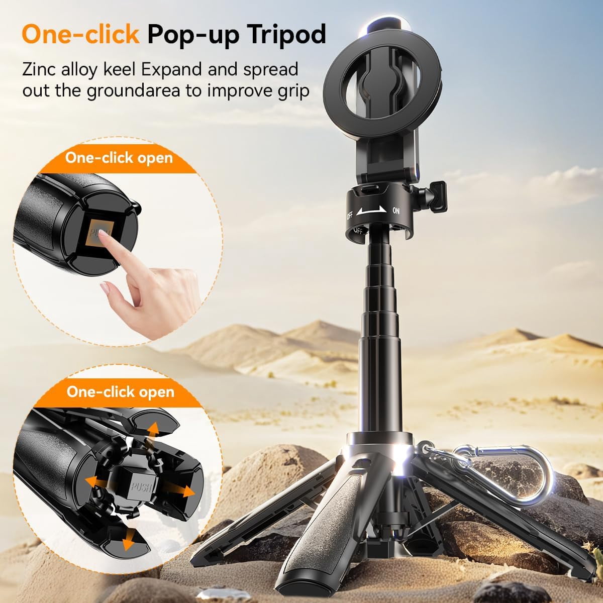 Magnetic Small Selfie Stick for iPhone,4 in 1 Multifunctional Portable Selfie Sticks Retractable Cell Phone Travel Tripod with Remote Control, Mini Phone Tripod for iPhone 17/16/15/14/13/12 Series