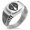 Silver, variant on Stainless Steel Nabeshima Samurai Crest CZ Ribbed Needle Stripe Pattern Biker Style Polished Ring