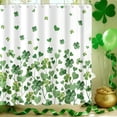 thumbnail image 2 of St Patricks Day Shamrock Shower Curtain, Spring Shamrock Decor White Green Bathroom Curtain Set - 72x72 Inch Waterproof Polyester Fabric with Hooks, 2 of 8