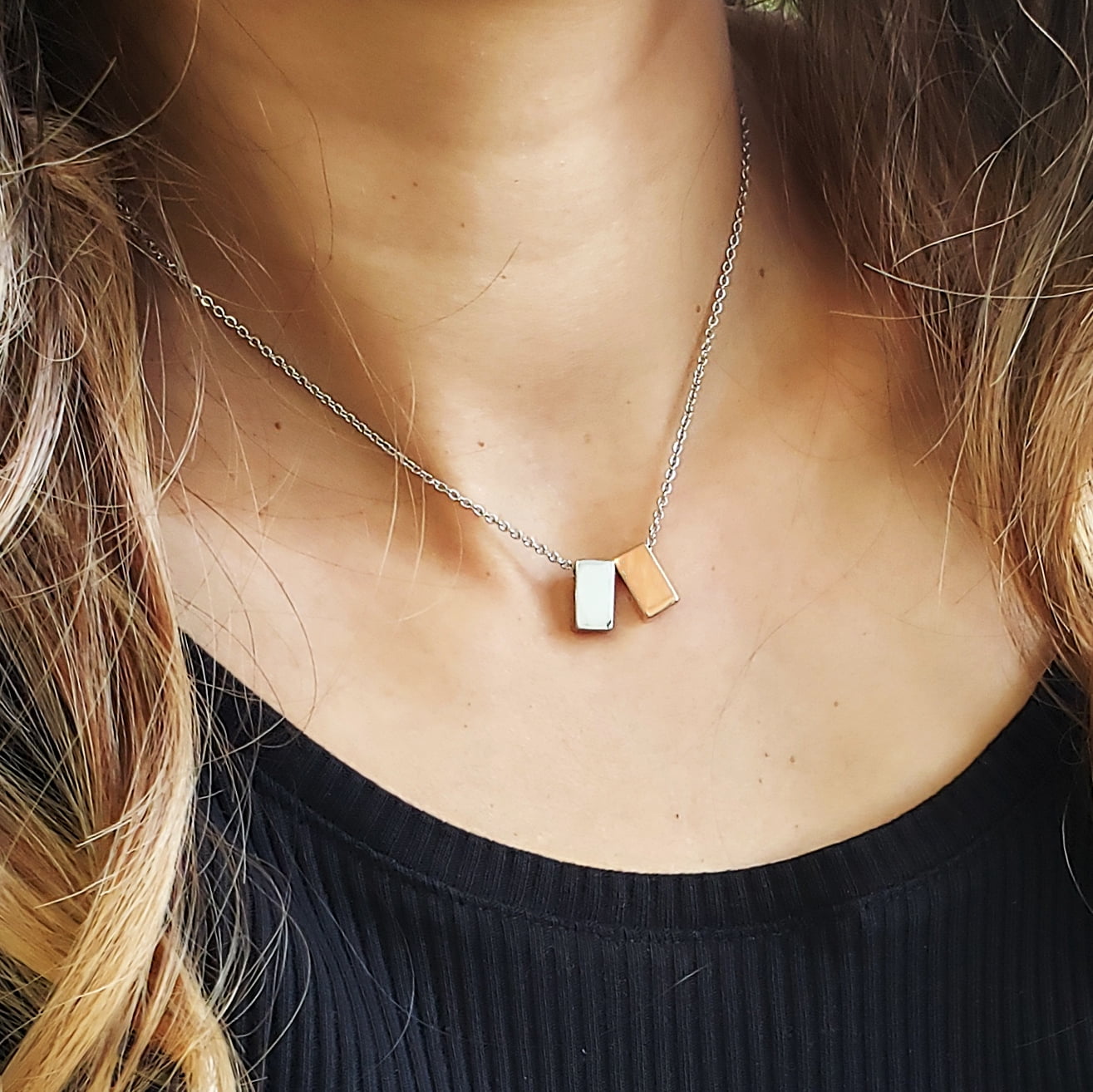 Unbiological Mom Mother's Day Gift for Mom, Mother in Law Gift, Mother's Day Gift Box, Mother's Day Gift Idea, Gift for Mom, Jewelry For Mother[Silver and Gold Cube,Blue-Orange Gradient]