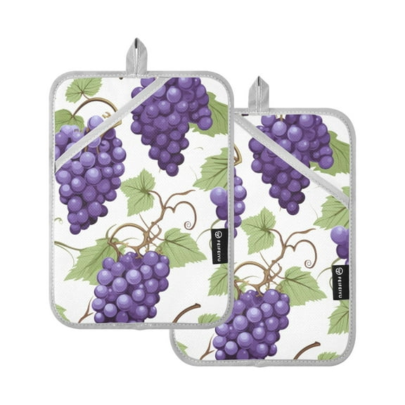 ALAZA Grapes Fruit Pot Holders Set of 2 Heat Resistant Kitchen Oven Mitts