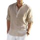 thumbnail image 2 of Men's Long Sleeved Linen Shirt, Cotton And Linen Casual Shirt, S-5xl Top, 2 of 4