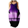 thumbnail image 1 of Robe Longue d'Été pour Femme à Col Rond, Imprimée, Sans Manches, Grande Taille, à Enfiler, à Bretelles Spaghetti, Longue Robe Maxi avec Poches, 1 of 4