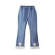 thumbnail image 1 of Odeerbi 4-14 Años Niñas Vaqueros Flamed Lace Trim Bow Denim Pantalones Casual Loose Cowboy Pantalones de Piernas Anchas, 1 of 3
