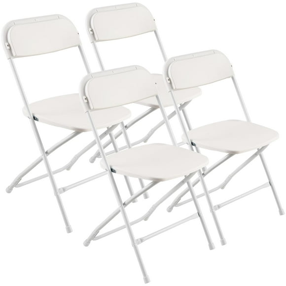 VEVOR 4 Pack Folding Chairs Portable Plastic Chairs with Heavy Duty Metal Frame
