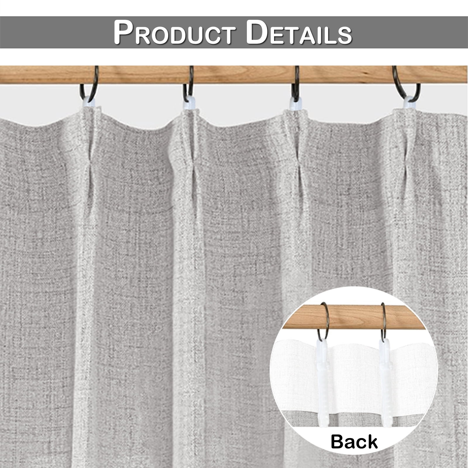 Lapalife Pinch Pleated Sheer Curtains 84 inches Long 2 Panels Set, Linen Pattern Light Filtering Sheer Curtain for Living Room Bedroom with Hooks and Rings, Ash Gray, 40"x 108"