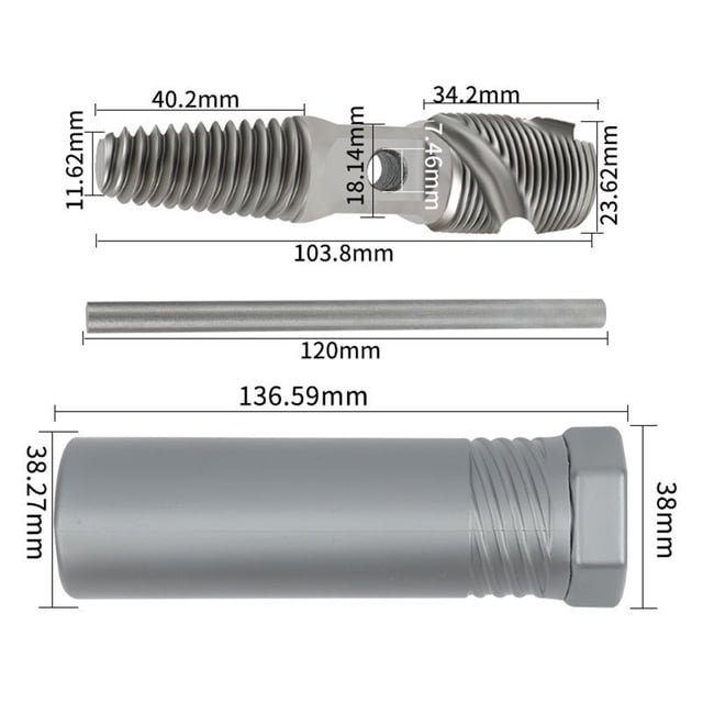 Extracteur Fileté pour Tuyau d'Eau, Boulon Extracteur, Vis de Retrait, Extracteur à Double Tête, Embouts de Forage