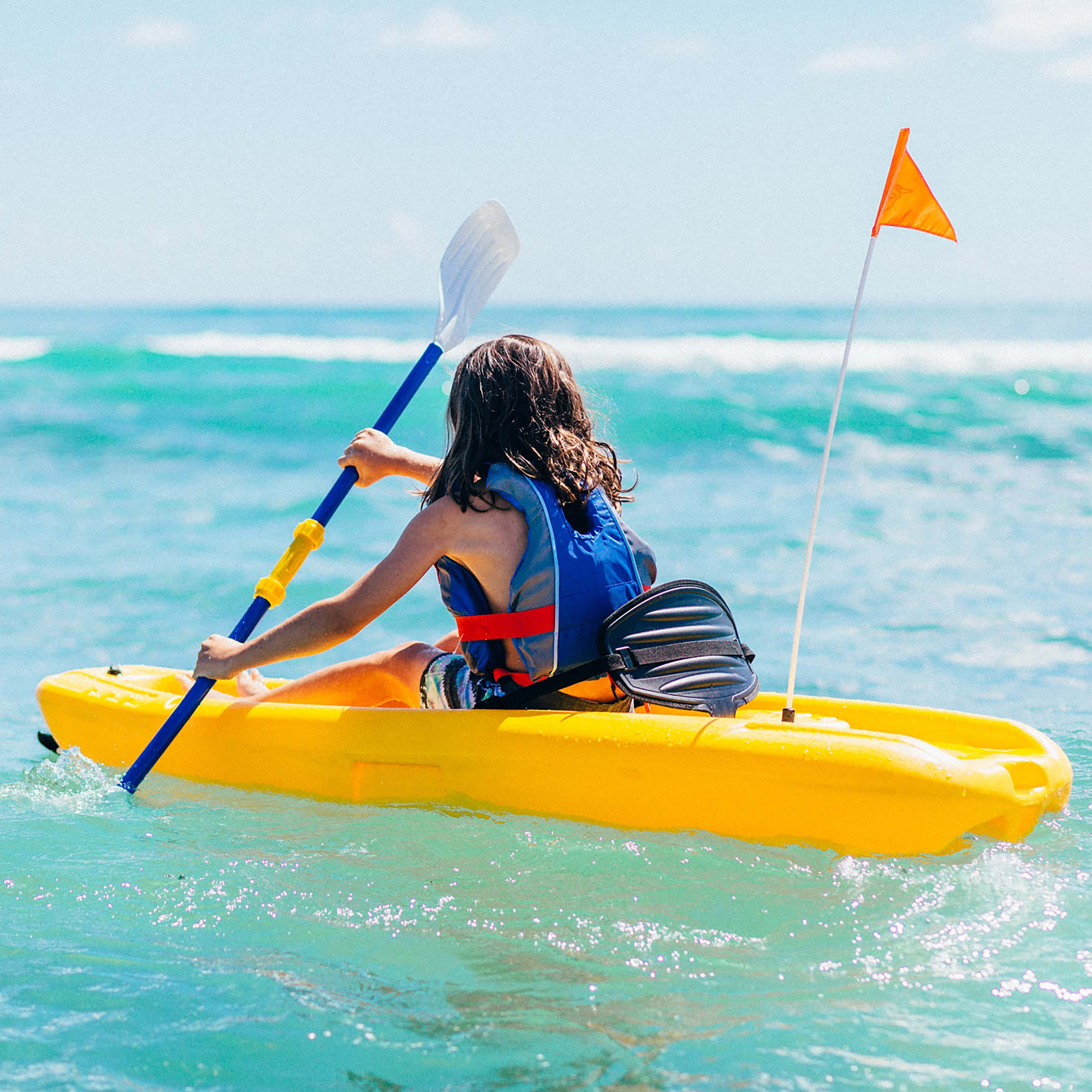 Pelican Kid Size Kayak Paddle - Compact 3-Piece Blade & Shaft - 60 in - White/Blue