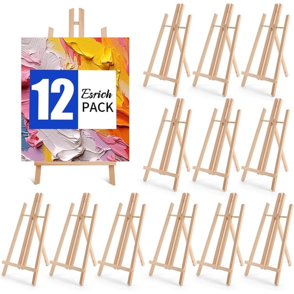 12 Pack 16 inch Tabletop Easel Wooden Display Stand for Painting Party Canvases Photos Tripod Holder for Students Kids Art Projects