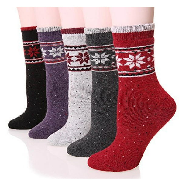 Calcetines de Lana EBMORE para Mujer, Calientes para Senderismo en Invierno, 5 Pares