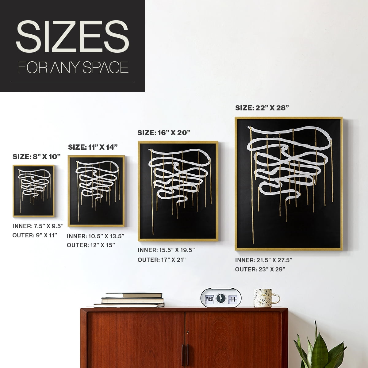 Weeping Ribbon II Framed Print in Gold Solid Wood 8 x 10 Framed Print