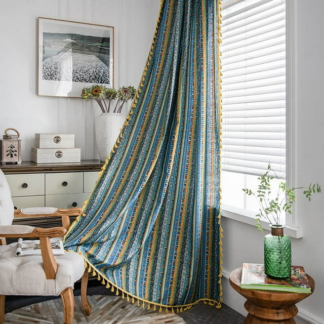 Nvzi Cortinas para el hogar para dormitorio, sala de estar, semiopacas, estilo rústico,tratamiento de ventana hueca, con bolsillo para varilla (2 paneles, 94,5 x 59 pulgadas, A65)