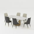 thumbnail image 4 of POVISON 71" Modern Dining Table Sets for 6, Matte White Sintered Stone Dining Table with 6 Chairs, Rectangular Dining Room Sets,7 Pieces, 4 of 6