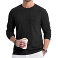 thumbnail image 2 of Thrilos Mens Long Sleeve Shirts Crewneck Casual Tops Pullover Work Shirts Stretch Textured Knit T-Shirts with Pocket, 2 of 9