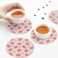 thumbnail image 7 of Pofeuu Strawberry And Flowers Print Leather Coasters Set of 6, Round Cups Mugs Mat Pad for Home Kitchen Heat Resistant Drink Coasters,Round Shape, 7 of 7