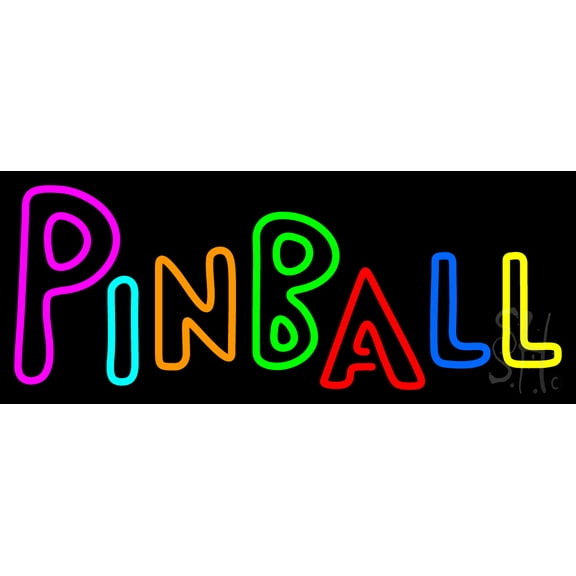 Double Stroke Pinball 1 LED Neon Sign 10 x 24 - inches, Black Square Cut Acrylic Backing, with Dimmer - Bright and Premium built indoor LED Neon Sign for wall décor, arcarde, and storefront.