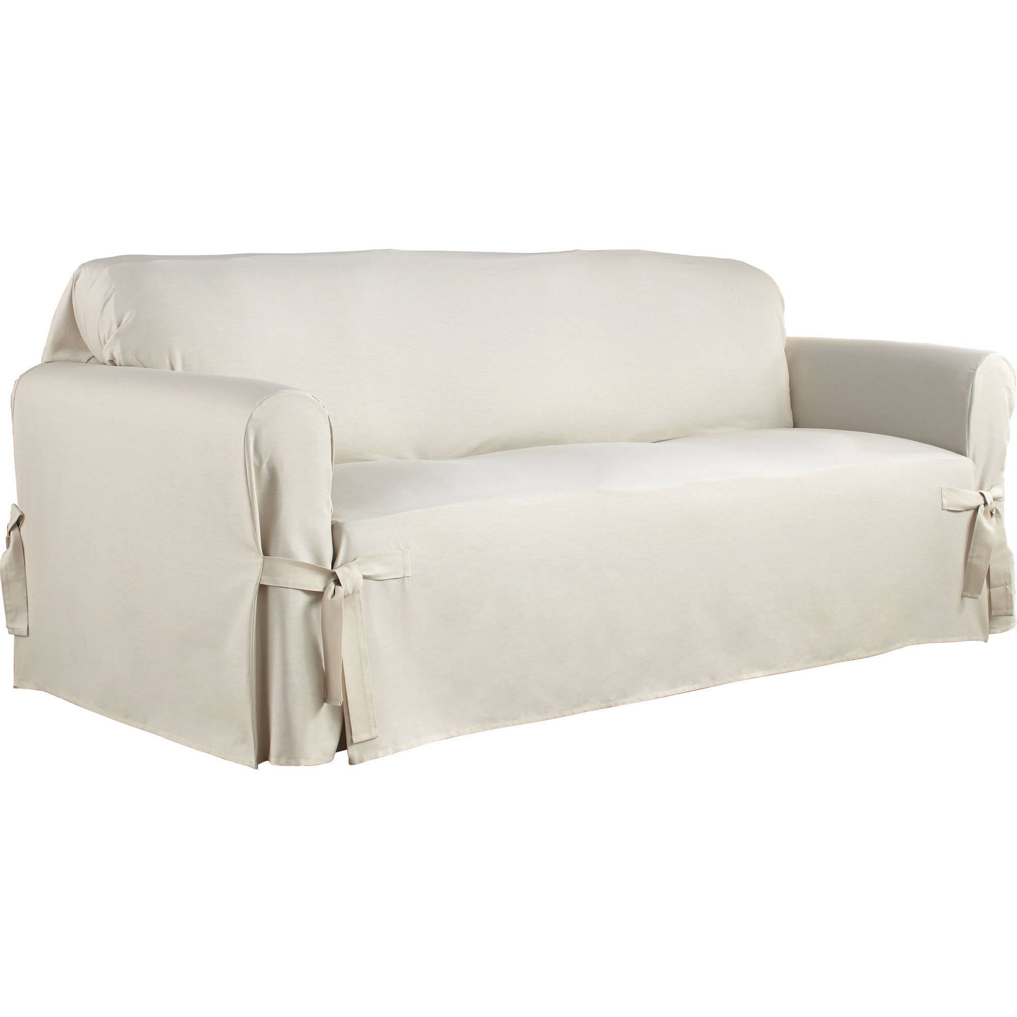 Serta Relaxed Fit Duck Furniture Slipcover Sofa 1-Piece T Cushion Natural 