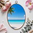 thumbnail image 7 of Canvas Wall Art Tropical Palm Sand Beach Palm Trees Beach Ocean Clear Sky Tropical Oval Framed Canvas Prints Vintage Wall Hanging Decor for Home Office Decorations 8.6"x11.4", 7 of 7