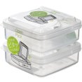 thumbnail image 1 of Caja de almacenamiento transparente abatible para mantequilla, rebanada de queso, refrigerador portátil, fruta, verdura, caja organizadora de mantenimiento fresco, 2 piezas, 1 of 4
