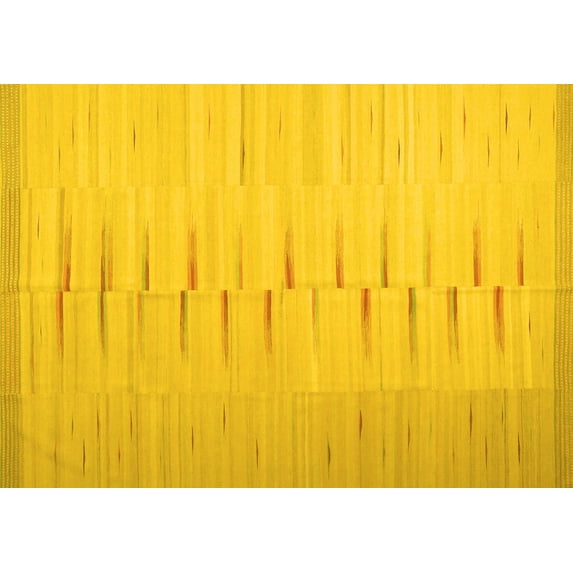 Ahgly Company Indoor Rectangle Abstract Yellow Contemporary Area Rugs, 5' x 7'