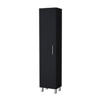 Fm Furniture Lawen Tall Storage Cabinet in melamine, Single Door, 3 Broom Hangers