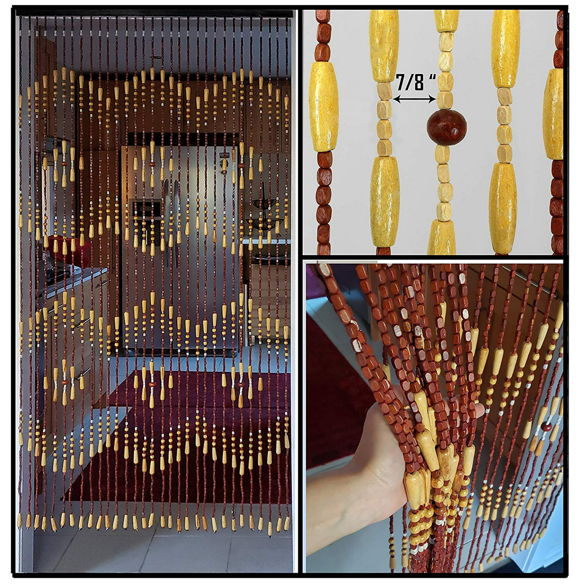 Beadedstring Wood Bamboo Beaded Curtain 31 Strands 72 High 35 5