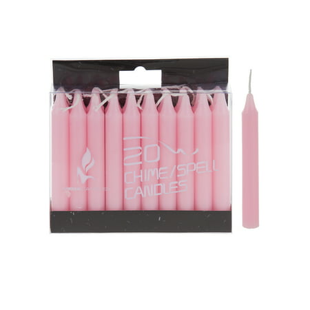 Mega Candles - Unscented 4 Inch Mini Chime Ritual Spell Taper Candles - Pink, Set of