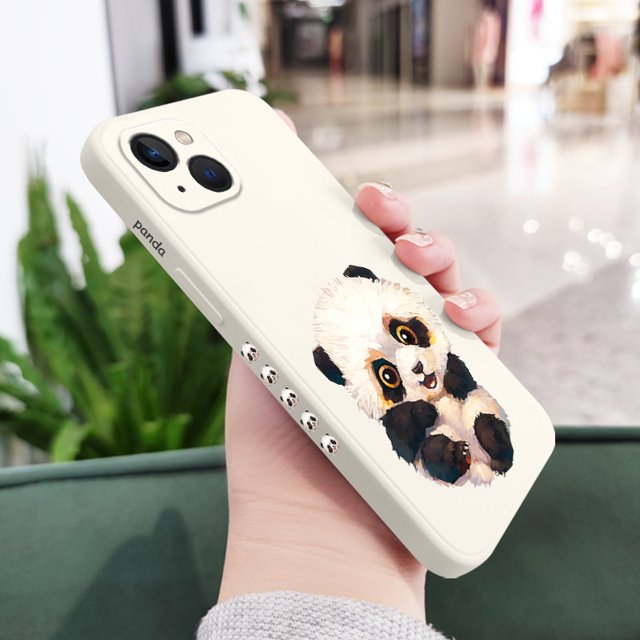 Funda De Teléfono Panda Encantadora Para IPhone 13Pro 13 12 Mini Pro 5G Max Con Patrón Lateral De Silicona Líquida