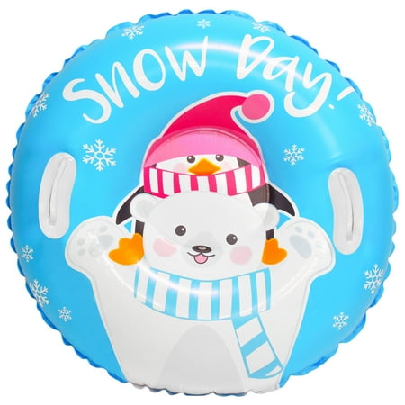 CocoNut Outdoor: Snow Day Bear & Penguin - 32 Inflatable Polar Bear & Penguin Junior Snow Tube - Heavy Duty Snow Sled with Sturdy Handles for Kids Lightweight Snow Tube for Boys and Girls Kids 5+