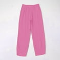 thumbnail image 4 of Pink Linen Pants Women's Linen Wide Leg Pants Casual Loose High Waist Beach Haren Pants Pockets Pants for Women, 4 of 6