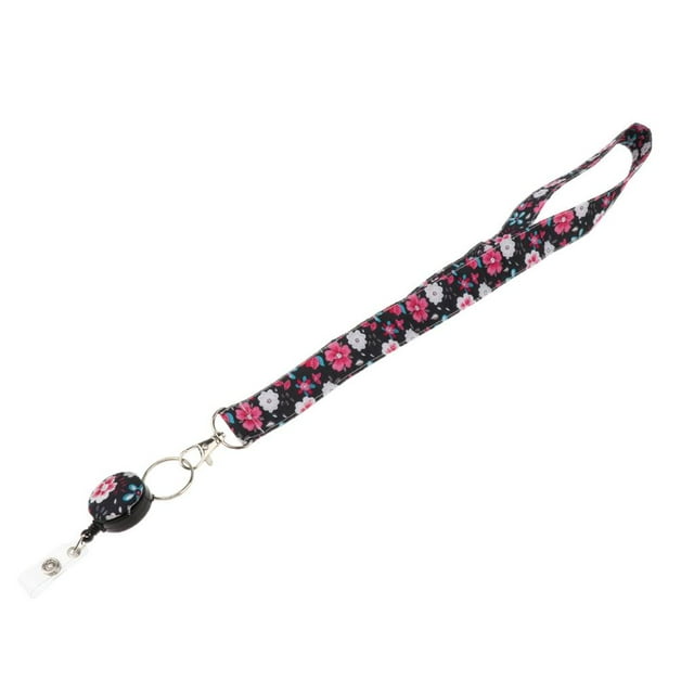 Soporte de tarjeta de identificación floral Cordón Correa de cuello móvil Gancho de llavero para oficina de 13 jinwen Portatarjetas de la tarjeta Acollador