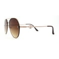 thumbnail image 3 of Womens Luxury Metal Deco Designer Rimless Pilots Sunglasses Gold Brown, 3 of 4