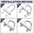 thumbnail image 4 of Uxcell 2 piezas abrazadera de tubo de escape en forma de U 1.3"/32mm M8 acero inoxidable U-bolt, 4 of 6