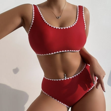 Gubotare Plus Size Swimsuit For Women Women Naughty Nightlife Lingerie Set Bandeau Bikini Extreme Hot Mini Thong String Underwear Red M