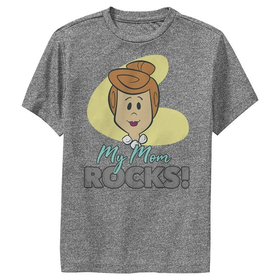 Boy's The Flintstones My Mom Rocks Performance Graphic Tee Charcoal Heather X Large