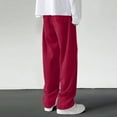 thumbnail image 4 of Dresfit Men's Uncuffed Sweatpants Wide Leg Baggy Trousers Uncuffed Long Open Bottom Pants Drawstring Elastic Waist Loose Lounge Joggers with Pockets Red M, 4 of 9