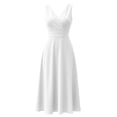 thumbnail image 5 of Bxsruta Womens Midi Dress V Neck Sleeveless Flowy Casual Pleated Dresses for Women Summer Cocktail Party, 5 of 5