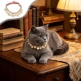thumbnail image 1 of EGNMCR Faux Pearl Dog Collar With Soft Ceramic Balls For Small Medium Dogs And Cats Adjustable Pet Necklace PU Pets Collar, 1 of 7